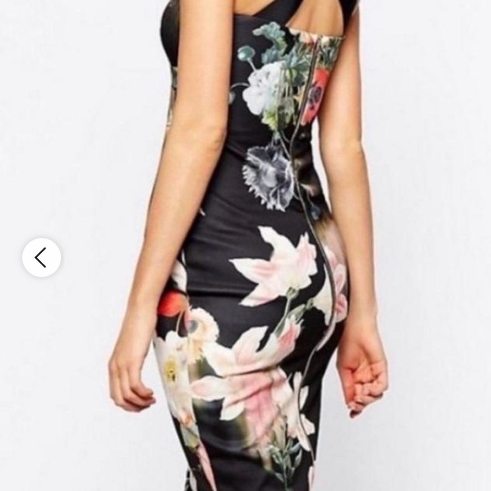Ted Baker Black Floral One Shoulder Dress
